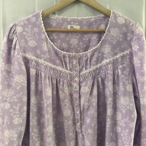 Aria Nightgown Womens L Soft‎ Purple Fleece Warm Pajamas Modest Grandma Long